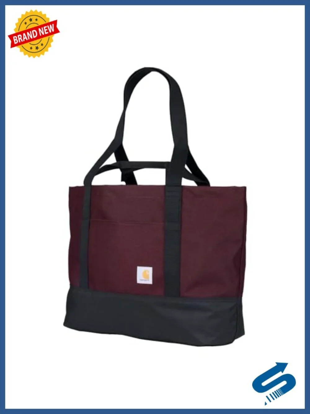 Durable Water Repellent Polyester Open Tote Bag with Hand and Shoulder Straps,